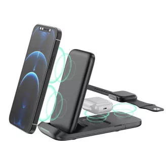 1stCOOL Wireless QI Charger 3in1, faltbar, Apple kompatibel, schwarz