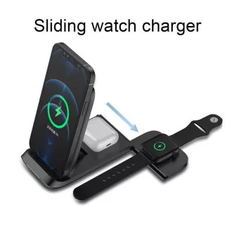 1stCOOL Wireless QI Charger 3in1, faltbar, Apple kompatibel, schwarz