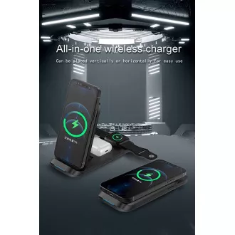 1stCOOL Wireless QI Charger 3in1, faltbar, Apple kompatibel, schwarz