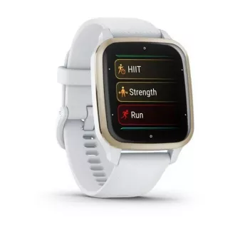 Garmin Venu Sq 2, Creme Gold / Weißes Silikonarmband Garmin Venu Sq 2, Creme Gold / Weißes Silikonarmband