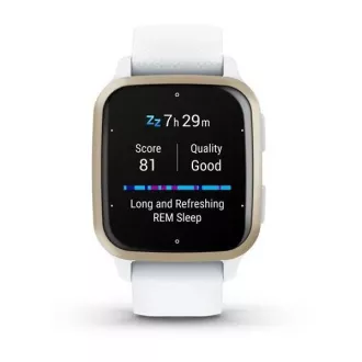 Garmin Venu Sq 2, Creme Gold / Weißes Silikonarmband Garmin Venu Sq 2, Creme Gold / Weißes Silikonarmband