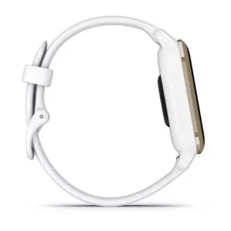 Garmin Venu Sq 2, Creme Gold / Weißes Silikonarmband Garmin Venu Sq 2, Creme Gold / Weißes Silikonarmband