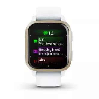 Garmin Venu Sq 2, Creme Gold / Weißes Silikonarmband Garmin Venu Sq 2, Creme Gold / Weißes Silikonarmband