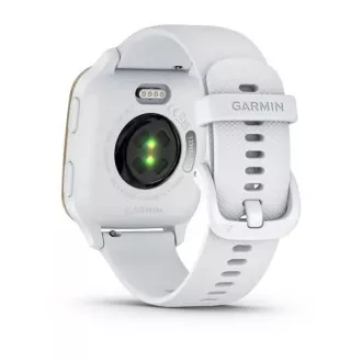 Garmin Venu Sq 2, Creme Gold / Weißes Silikonarmband Garmin Venu Sq 2, Creme Gold / Weißes Silikonarmband