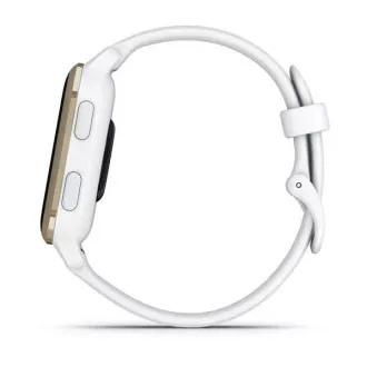 Garmin Venu Sq 2, Creme Gold / Weißes Silikonarmband Garmin Venu Sq 2, Creme Gold / Weißes Silikonarmband