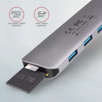 AXAGON HMC-HCR3A, USB 3.2 Gen 1 Hub, 3x USB-A Anschlüsse, HDMI 4k/30Hz, SD/microSD, USB-C Kabel 20cm AXAGON HMC-HCR3A, USB 3.2 Gen 1 Hub, 3x USB-A Anschlüsse, HDMI 4k/30Hz, SD/microSD, USB-C Kabel 20cm