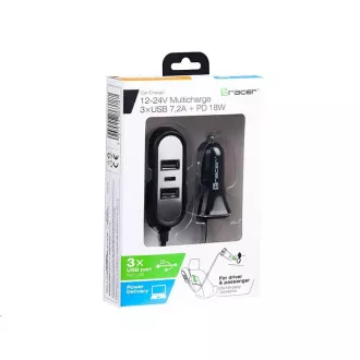 TRACER Autoladegerät 12-24V Multicharge 3xUSB 7, 2A PD 18W TRACER Autoladegerät 12-24V Multicharge 3xUSB 7, 2A PD 18W