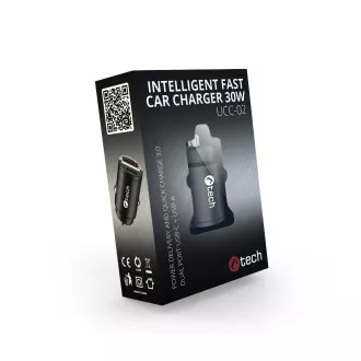 C-TECH USB-Autoladegerät UCC-02, 1x Typ C   1 x Typ A, 30W