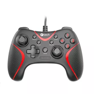 C-TECH Gamepad Theon für PC/PS3, 2 programmierbare Makrotasten, 2x analog, X-Eingang, vibrierend, 1, 8m Kabel
