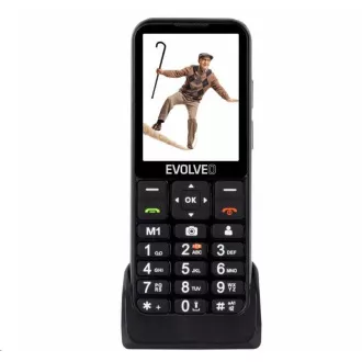 EVOLVEO EasyPhone LT, Mobiltelefon für Senioren mit Ladestation, schwarz