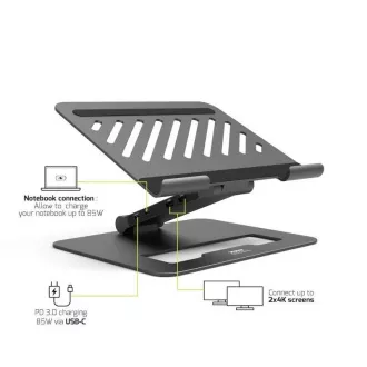 PORT Dockingstation mit verstellbarem Laptop-Ständer für bis zu 7 Peripheriegeräte über USB-C, schwarz PORT Dockingstation mit verstellbarem Laptop-Ständer für bis zu 7 Peripheriegeräte über USB-C, schwarz