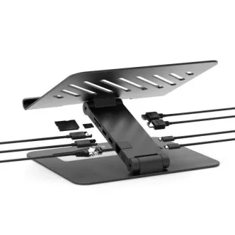 PORT Dockingstation mit verstellbarem Laptop-Ständer für bis zu 7 Peripheriegeräte über USB-C, schwarz PORT Dockingstation mit verstellbarem Laptop-Ständer für bis zu 7 Peripheriegeräte über USB-C, schwarz
