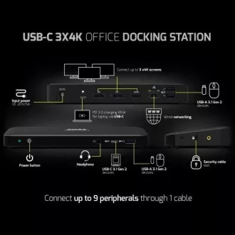 PORT Dockingstation für bis zu 9 Peripheriegeräte über USB-C, schwarz