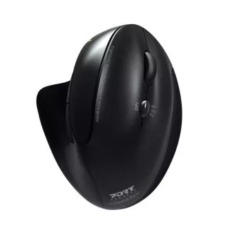 PORT vertikale kabellose ergonomische Maus, BT, 2, 4 GHz, USB-A/C, Rechtshänder, schwarz