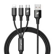 RhinoTech Lade- und Datenkabel 3in1 USB-A (MicroUSB   Lightning   USB-C) 1, 2m schwarz