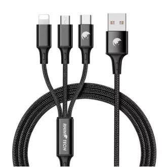 RhinoTech Lade- und Datenkabel 3in1 USB-A (MicroUSB   Lightning   USB-C) 1, 2m schwarz