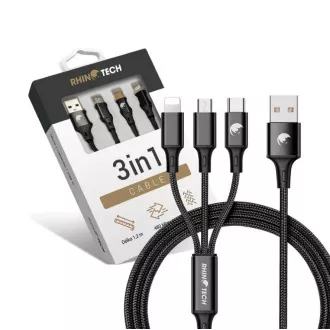 RhinoTech Lade- und Datenkabel 3in1 USB-A (MicroUSB   Lightning   USB-C) 1, 2m schwarz