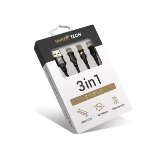 RhinoTech Lade- und Datenkabel 3in1 USB-A (MicroUSB   Lightning   USB-C) 1, 2m schwarz