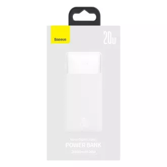 Baseus Bipow Powerbank mit digitaler Anzeige 20000mAh 20W weiß Baseus Bipow Powerbank mit digitaler Anzeige 20000mAh 20W weiß