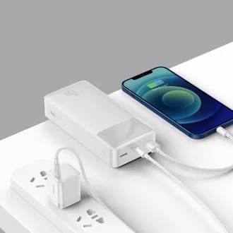 Baseus Bipow Powerbank mit digitaler Anzeige 30000mAh 15W weiß Baseus Bipow Powerbank mit digitaler Anzeige 30000mAh 15W weiß