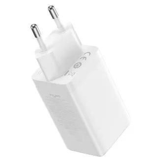 Baseus GaN5 Pro Schnellladeadapter 2x USB-C USB-A 65W weiß Baseus GaN5 Pro Schnellladeadapter 2x USB-C USB-A 65W weiß