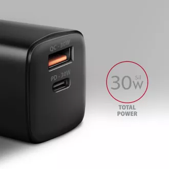 AXAGON ACU-PQ30, Ladegerät 30W, 2x Anschluss (USB-A USB-C), PD3.0/PPS/QC4 /SFC/AFC/Apple, schwarz AXAGON ACU-PQ30, Ladegerät 30W, 2x Anschluss (USB-A USB-C), PD3.0/PPS/QC4 /SFC/AFC/Apple, schwarz