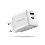 AXAGON ACU-PQ30W Ladegerät 30W, 2x Anschluss (USB-A   USB-C), PD3.0/PPS/QC4 /SFC/AFC/Apple, weiß
