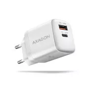 AXAGON ACU-PQ30W, Ladegerät 30W, 2x Anschluss (USB-A   USB-C), PD3.0/PPS/QC4 /SFC/AFC/Apple, weiß