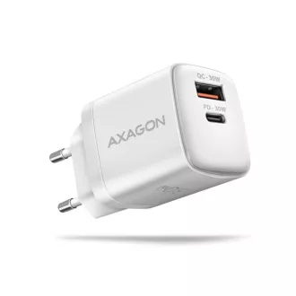 AXAGON ACU-PQ30W, Ladegerät 30W, 2x Anschluss (USB-A USB-C), PD3.0/PPS/QC4 /SFC/AFC/Apple, weiß AXAGON ACU-PQ30W, Ladegerät 30W, 2x Anschluss (USB-A USB-C), PD3.0/PPS/QC4 /SFC/AFC/Apple, weiß