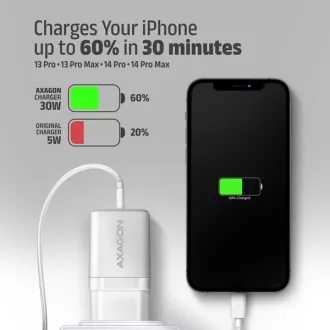 AXAGON ACU-PQ30W, Ladegerät 30W, 2x Anschluss (USB-A USB-C), PD3.0/PPS/QC4 /SFC/AFC/Apple, weiß AXAGON ACU-PQ30W, Ladegerät 30W, 2x Anschluss (USB-A USB-C), PD3.0/PPS/QC4 /SFC/AFC/Apple, weiß