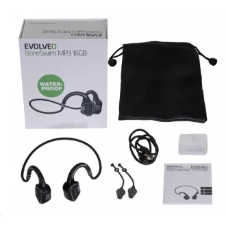 EVOLVEO BoneSwim MP3 16GB drahtloser Kopfhörer, Wangenknochen, grau EVOLVEO BoneSwim MP3 16GB drahtloser Kopfhörer, Wangenknochen, grau