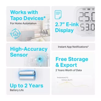 TP-Link Tapo T315 intelligenter Temperatur- und Luftfeuchtigkeitsmonitor mit 2,7" LCD-Display
