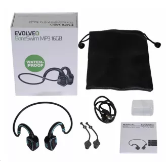 EVOLVEO BoneSwim MP3 16GB drahtloser Kopfhörer, Wangenknochen, blau - Unverpackt