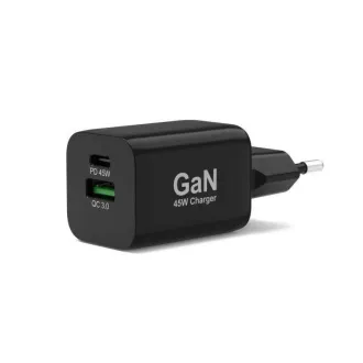 PORT Netzladegerät für USB-C und USB-A, 45 W, schwarz PORT Netzladegerät für USB-C und USB-A, 45 W, schwarz