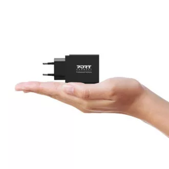 PORT Netzladegerät für USB-C und USB-A, 45 W, schwarz PORT Netzladegerät für USB-C und USB-A, 45 W, schwarz