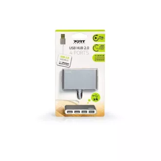 PORT USB HUB, 4x USB 2.0, grau PORT USB HUB, 4x USB 2.0, grau