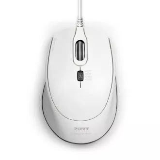 PORT optische Maus SILENT, USB-A/USB-C, 3600 DPI, weiß
