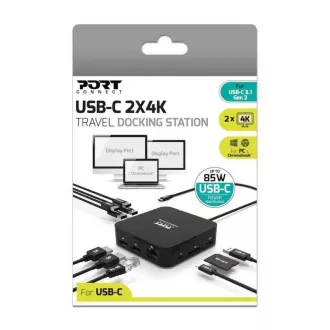 PORT Dockingstation USB-C 10v1, 2x4K Display Port, 5x USB-A, USB-C 85W PD, Ethernet, SD PORT Dockingstation USB-C 10v1, 2x4K Display Port, 5x USB-A, USB-C 85W PD, Ethernet, SD