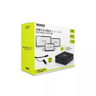 PORT Dockingstation 8in1 USB-C, USB-A, Dual Video, HDMI, Ethernet, Audio, USB 3.0 PORT Dockingstation 8in1 USB-C, USB-A, Dual Video, HDMI, Ethernet, Audio, USB 3.0