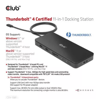 Club3D Dockingstation USB-C 11v1, 2xDP, 3xUSB-C, 3xUSB, 1xRJ45, SD-Kartenleser, schwarz Club3D Dockingstation USB-C 11v1, 2xDP, 3xUSB-C, 3xUSB, 1xRJ45, SD-Kartenleser, schwarz