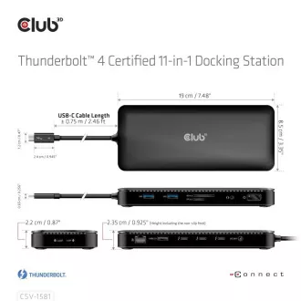 Club3D Dockingstation USB-C 11v1, 2xDP, 3xUSB-C, 3xUSB, 1xRJ45, SD-Kartenleser, schwarz Club3D Dockingstation USB-C 11v1, 2xDP, 3xUSB-C, 3xUSB, 1xRJ45, SD-Kartenleser, schwarz