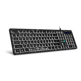 CONNECT IT DOODLE office kabelgebundene weiße USB-Tastatur mit Hintergrundbeleuchtung, Version CZ SK, SCHWARZ CONNECT IT DOODLE office kabelgebundene weiße USB-Tastatur mit Hintergrundbeleuchtung, Version CZ SK, SCHWARZ