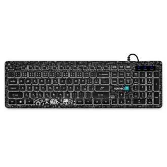 CONNECT IT DOODLE office kabelgebundene weiße USB-Tastatur mit Hintergrundbeleuchtung, Version CZ SK, SCHWARZ CONNECT IT DOODLE office kabelgebundene weiße USB-Tastatur mit Hintergrundbeleuchtung, Version CZ SK, SCHWARZ