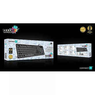 CONNECT IT DOODLE office kabelgebundene weiße USB-Tastatur mit Hintergrundbeleuchtung, Version CZ SK, SCHWARZ CONNECT IT DOODLE office kabelgebundene weiße USB-Tastatur mit Hintergrundbeleuchtung, Version CZ SK, SCHWARZ