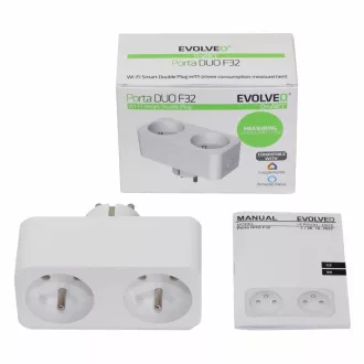 EVOLVEO Porta DUO F32, intelligente Wi-Fi-Doppelsteckdose mit Leistungsmessung EVOLVEO Porta DUO F32, intelligente Wi-Fi-Doppelsteckdose mit Leistungsmessung