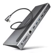 AXAGON HMC-4KX3 USB 5Gbps Hub, 3x USB-A, 2x HDMI, DP, RJ-45 GLAN, SD/microSD, Audio, PD 100W, USB-C Kabel 40cm