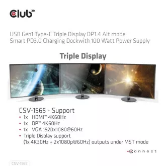 Club3D Dockingstation USB-C 14v1, 1xDP, 1xHDMI, 1xVGA, 2xUSB-C, 5xUSB, 1xRJ45, 1x3.5mm, grau Club3D Dockingstation USB-C 14v1, 1xDP, 1xHDMI, 1xVGA, 2xUSB-C, 5xUSB, 1xRJ45, 1x3.5mm, grau