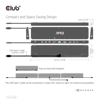 Club3D Dockingstation USB-C 14v1, 1xDP, 1xHDMI, 1xVGA, 2xUSB-C, 5xUSB, 1xRJ45, 1x3.5mm, grau Club3D Dockingstation USB-C 14v1, 1xDP, 1xHDMI, 1xVGA, 2xUSB-C, 5xUSB, 1xRJ45, 1x3.5mm, grau