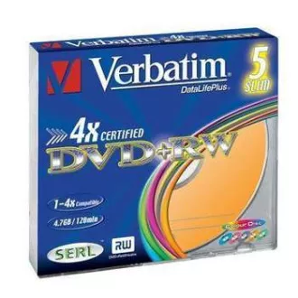VERBATIM DVD + RW (5er-Pack) Slim / Farbe // 4x / DLP / 4.7GB VERBATIM DVD + RW (5er-Pack) Slim / Farbe // 4x / DLP / 4.7GB