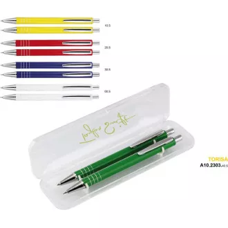 Set Kugelschreiber Aluminium und Kugelschreiber Empen Torisa A10.2303 in Kunststoffbox blauer Schaft Farbmix Set Kugelschreiber Aluminium und Kugelschreiber Empen Torisa A10.2303 in Kunststoffbox blauer Schaft Farbmix